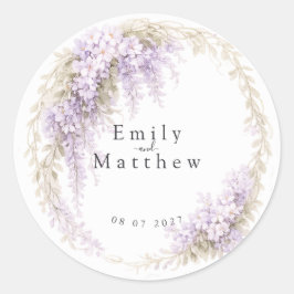 Regency Wisteria Round Wedding Stickers ラウンドシール