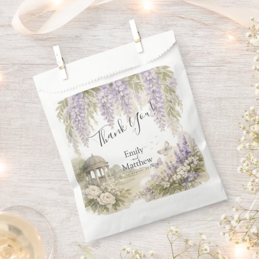 Regency Wisteria Small Wedding Favor Bags フェイバーバッグ (クリップ留めされた状態)