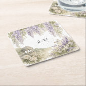 Regency Wisteria Wedding スクエアペーパーコースター (アングル)