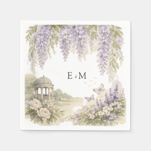 Regency Wisteria Wedding スタンダードカクテルナプキン (正面)