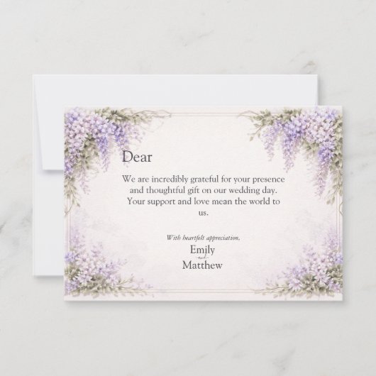 Regency Wisteria Wedding Thank You Card サンキューカード (正面)