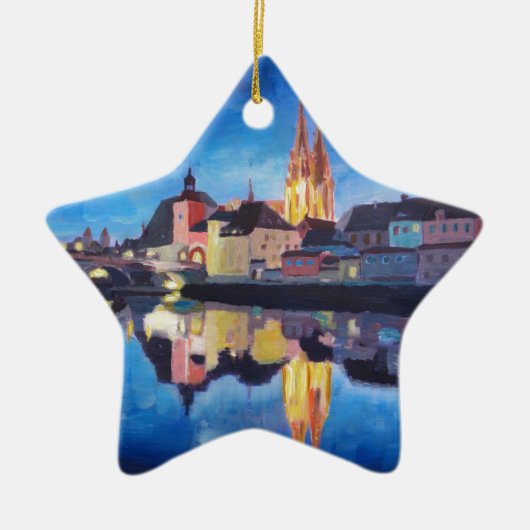 Regensburg, Bavaria at Dawn セラミックオーナメント (正面)