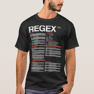 Regex Cheatsheet正規表現101コンピュータ Tシャツ
