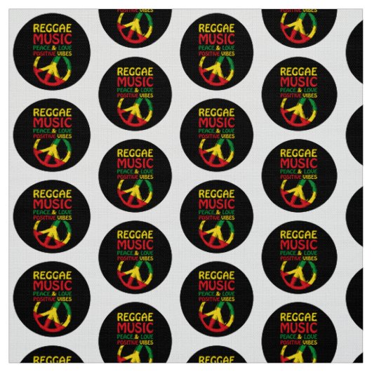 Reggae and Peace Symbol with positive quotes ファブリック (見本)