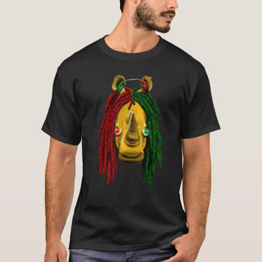 Reggae  Cool Rhino  Dreadlocks  Dreadlocks  Rasta  Tシャツ (正面)