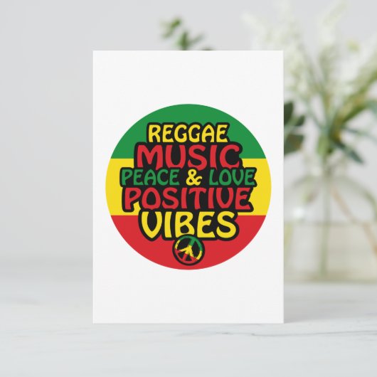 Reggae design with positive quotes and reggae flag カード (スタンド正面)