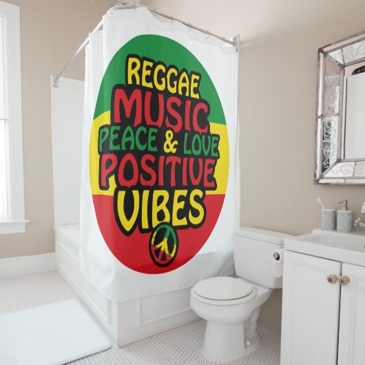 Reggae design with positive quotes and reggae flag シャワーカーテン (インサイチュ)