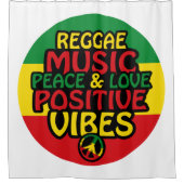 Reggae design with positive quotes and reggae flag シャワーカーテン (正面)