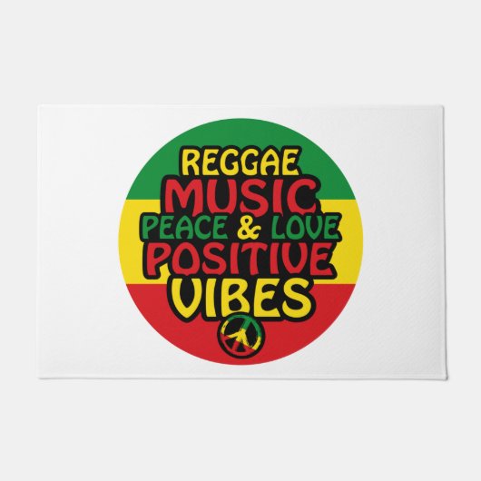 Reggae design with positive quotes and reggae flag ドアマット (正面)
