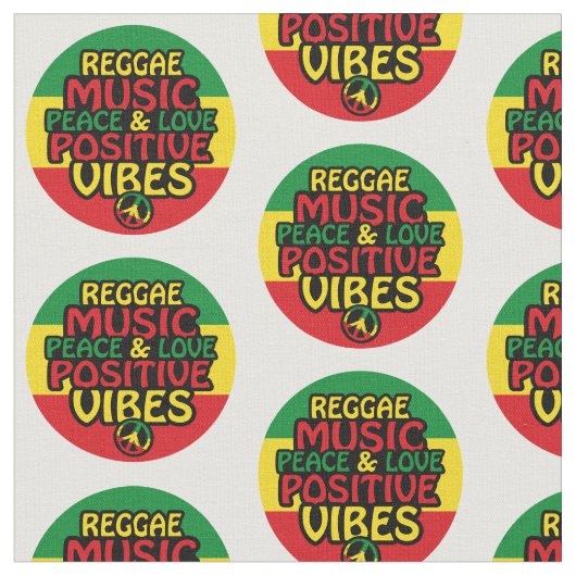 Reggae design with positive quotes and reggae flag ファブリック (クローズアップ)