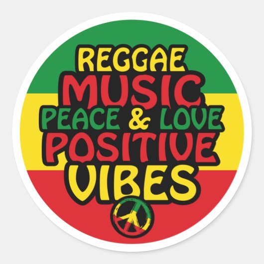 Reggae design with positive quotes and reggae flag ラウンドシール (正面)