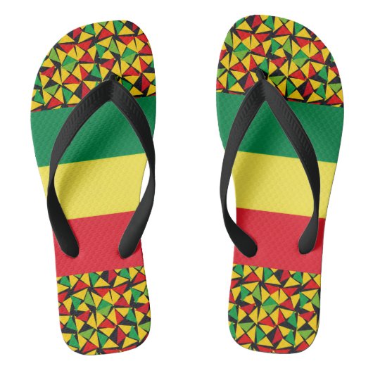 Reggae Flip-Flops Rasta Vibrations ビーチサンダル (フットベッド)