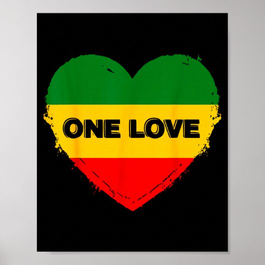 Reggae Heart One Love Rasta Reggae Music Rastafari ポスター (正面)