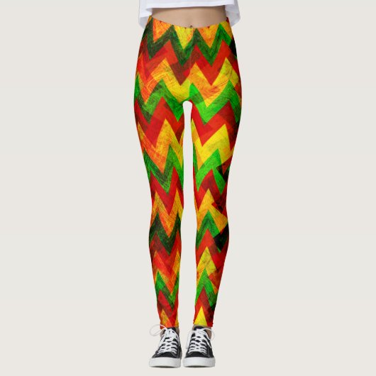 Reggae - Jah Rastafara - Power Yoga Leggings レギンス (正面)