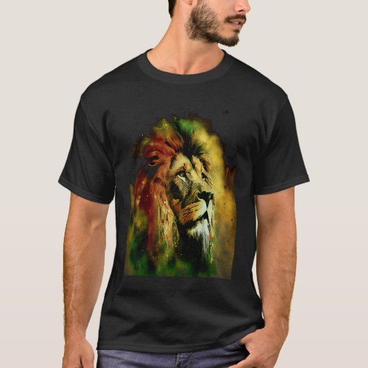 Reggae Lion Rastafari Music Freedom Zion Jamaica Tシャツ (正面)