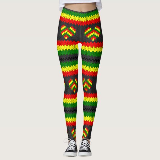Reggae Love Heart Rasta Hippie Power Yoga Leggings レギンス (正面)