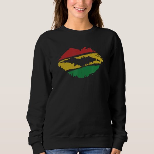 Reggae Music Jamaica Kissing Lips Flag Rastafari R スウェットシャツ (正面)