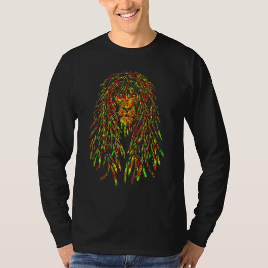 Reggae Music   Jamaican Lion Rasta Lion Of Rastafa Tシャツ (正面)