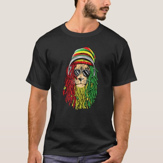 Reggae Music Jamaican Lion Rasta Lion Of Rastafar Tシャツ (正面)