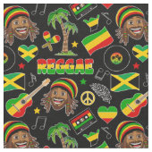 Reggae Music Pattern ファブリック (クローズアップ)