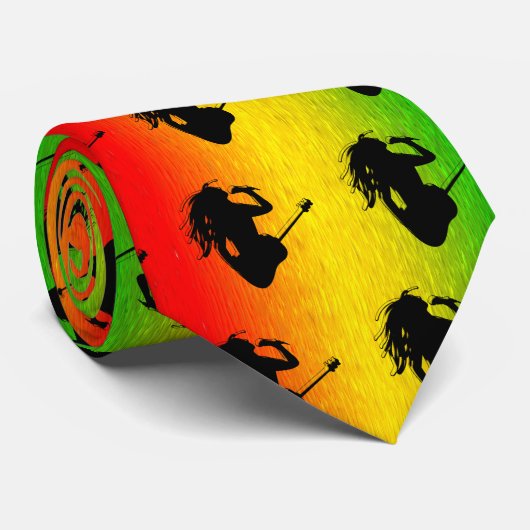 Reggae Music Rastaman Guitar Rasta Neck Tie ネクタイ (ロール)