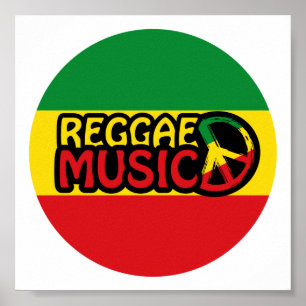 Reggae Music, reggae art with peace symbol ポスター