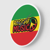Reggae Music, reggae art with peace symbol ラージ壁時計 (傾斜)