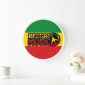 Reggae Music, reggae art with peace symbol ラージ壁時計 (ホーム)