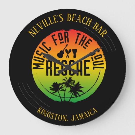 Reggae Music Vinyl Record ラージ壁時計 (正面)