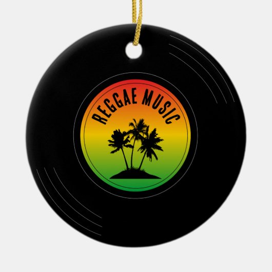 Reggae Music Vinyl Record Christmas セラミックオーナメント (正面)