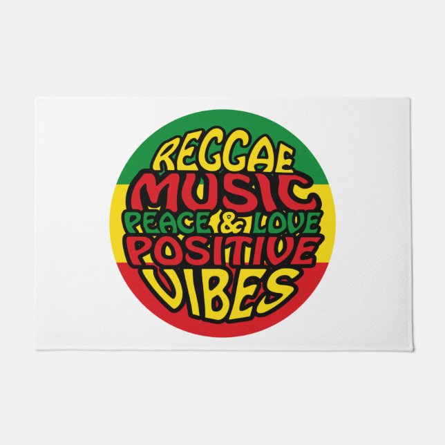 Reggae Music with positive sayings ドアマット (正面)