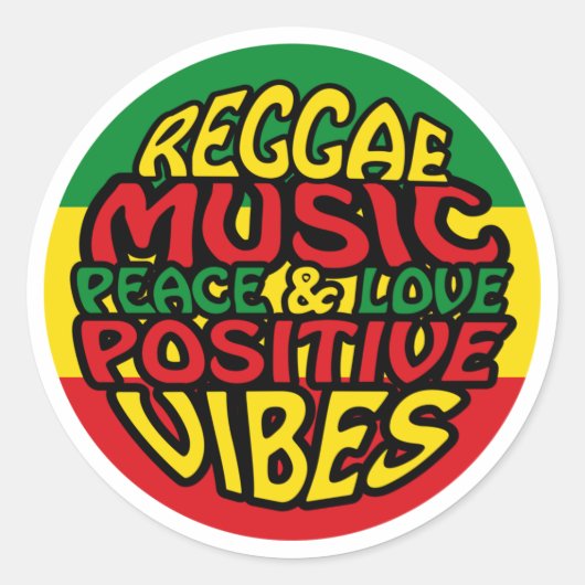 Reggae Music with positive sayings ラウンドシール (正面)