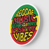 Reggae Music with positive sayings ラージ壁時計 (傾斜)