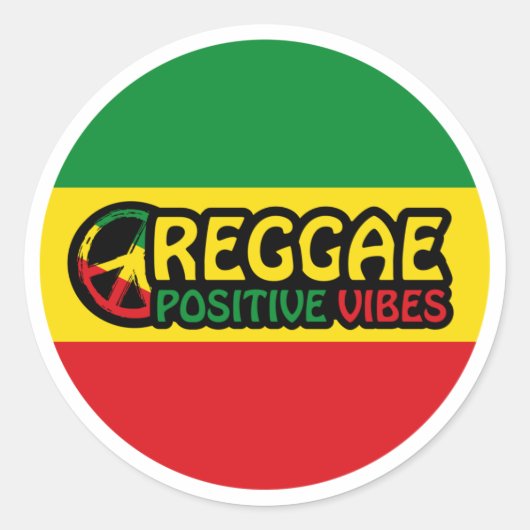 Reggae Music with positive vibes and reggae flag ラウンドシール (正面)