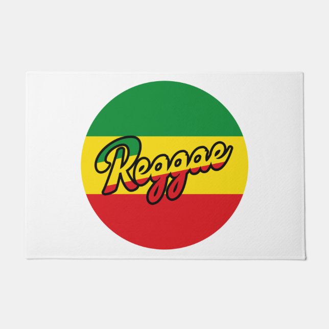Reggae Music with reggae flag colors ドアマット (正面)