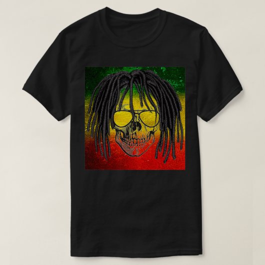 Reggae Rasta Skull  Tシャツ (デザイン正面)