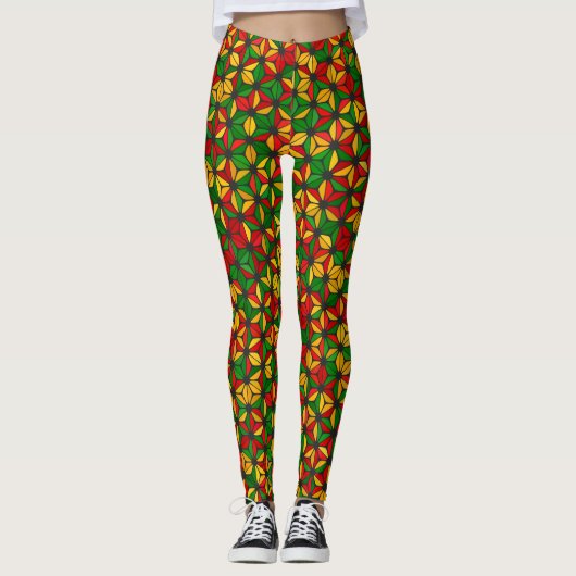 Reggae Rasta Vibrations - Power Yoga Leggings レギンス (正面)