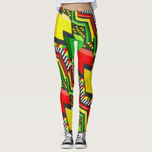 Reggae Rastafara Jah - Power Yoga Leggings レギンス (正面)