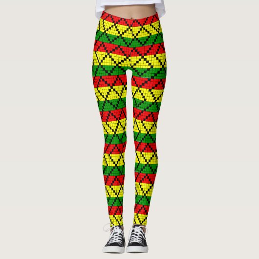 Reggae Roots Rasta Hippie - Yoga Leggings レギンス (正面)