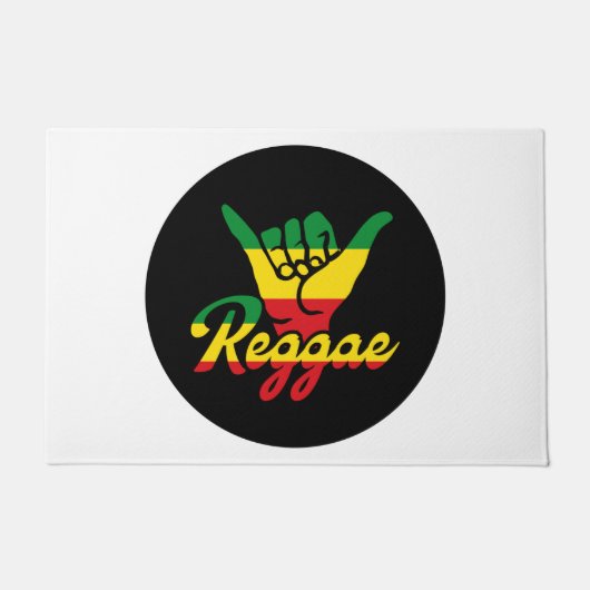 Reggae Shaka Hands with reggae colors ドアマット (正面)