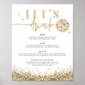 REGINAイエロー金ゴールドディスコ飲みましょバーメニューPos ポスター (正面)