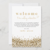 REGINA黄色の金ゴールドウェルカムレターのタイムラインカード 招待状 (正面)