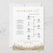 REGINA黄色の金ゴールドウェルカムレターのタイムラインカード 招待状 (裏面)