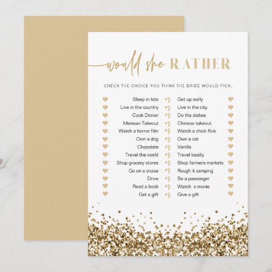 REGINA イエローゴールド 彼女はどちらを好む？ ブライダルゲーム 招待状 (正面/裏面)