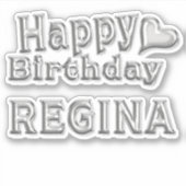 Regina Happy Birthday silver Aufkleber Sticker シール (正面)