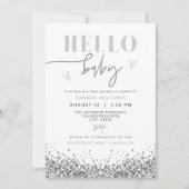 REGINA Hello Baby シルバー スパンコール ベビーシャワー 招待状 (正面)