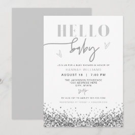 REGINA Hello Baby シルバー スパンコール ベビーシャワー 招待状