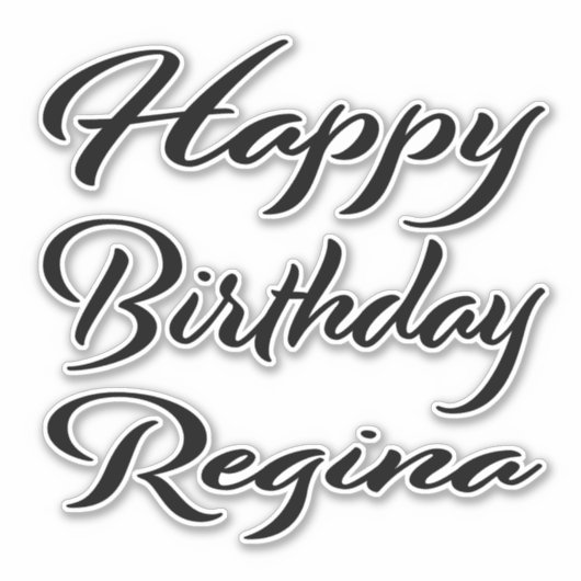 Regina Name Vorname black Sticker Geburtstag シール (正面)