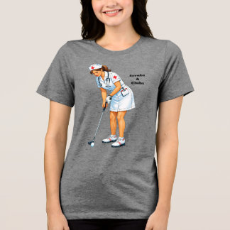Registered Nurse in Uniform Putting the Golf Ball トライブレンドＴシャツ