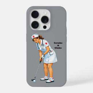 Registered Nurse in Uniform Putting the Golf Ball iPhone 15 Proケース